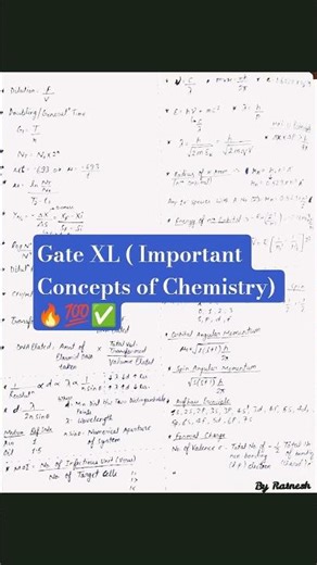 GATE XL Important concepts of chemistry #GATE XL # Formula#Chemistry#Concepts🔥🔥💯💯✅✅