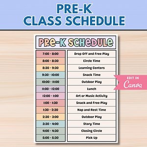 Editable Pre-k Daily Schedule: Homeschool & Daycare Routine (canva Template) - Etsy