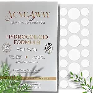 Acne Away Acne Patch: Rapid Healing & Invisible Coverage - Hydrocolloid Acne Pimple Patch for Zit Coverage and Blemish Control, Tea Tree Oil (36 Count)