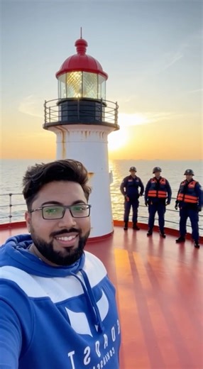 Coast guard lighthouse ki inspection kar raha