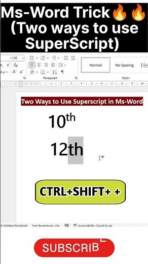 Ms-Word Trick🔥#SuperScript in Ms-Word#msword#mswordforbeginners#mswordtutorial#msword