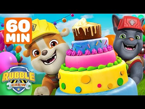 Rubble Celebrates the Crew's Birthdays! w/ Charger | 60 Minute Compilation | Rubble & Crew