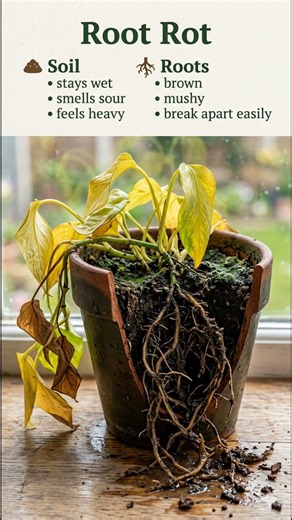 Wet Soil + Wilting Leaves = Big Problem #plants #planttips #houseplants #rootrot