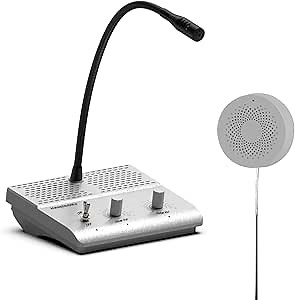 Window Speaker System,Window Intercom Two Way,Built-in Microphone,Pick-up Angle 360 ° Adjustable,Intercom for Banks,Post Offices,Theaters,Information Centers,Ticket Counters,Shop