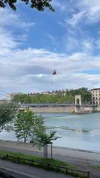 🚁 Spectacular intervention by DRAGON 69 on the Rhône River #firefighters #rescue
