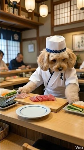 Cute Puppy Sushi Chef! 🍣🐶 Making World's Cutest Sushi (AI Animation) #Puppy, #SushiDog, #AIAnimation