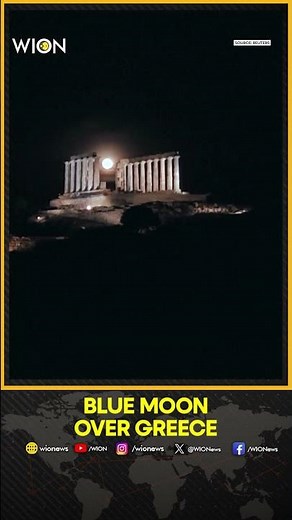 Blue Moon 2026: May 'Blue' Full Moon Rises Over the Poseidon Temple in Greece | WION