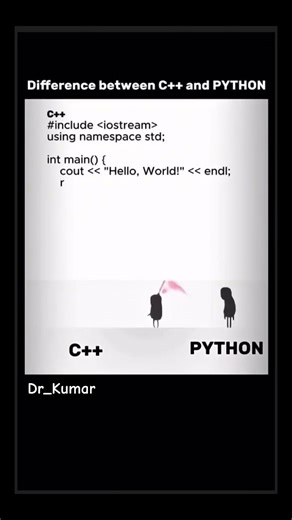 Difference between C++ and PYTHON 😂🤣 #different #between #coding #python #shortvideo #shorts #cse