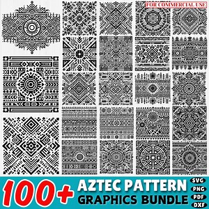 Aztec Pattern SVG Bundle: 100  Tribal Geometric Cut Files (commercial Use) - Etsy