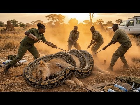 Heroic Rescue Team Saves Dying Lioness from Deadly Python Attack