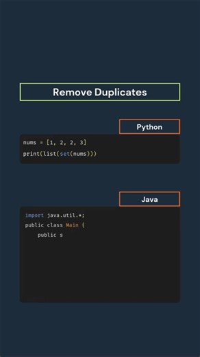 Python vs Java: Remove Duplicates in 1 Line! 🐍🔥#python #coding