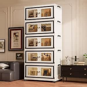 330QT Stackable Storage Bins with Lid 5 Tier Large Stroage Box and Container,Closet Organizers and Storage for Living Room Kitchen Dorm