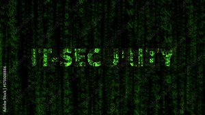 Matrix effect for it security with internet firewall against fraud or cyber crime with security breaches after hacking attacks with phishing and trojan virus infiltration results in data loss in cloud