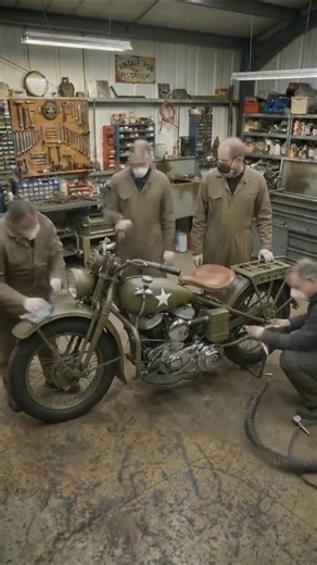Abandoned WWII Harley-Davidson Motorcycle → $100,000 Restoration #satisfying #transformation #shorts