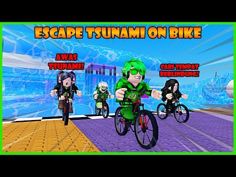 Aku Mencoba Selamatkan Diri Dari Bencana Tsunami Pakai Sepeda - Roblox Escape Tsunami On Bike