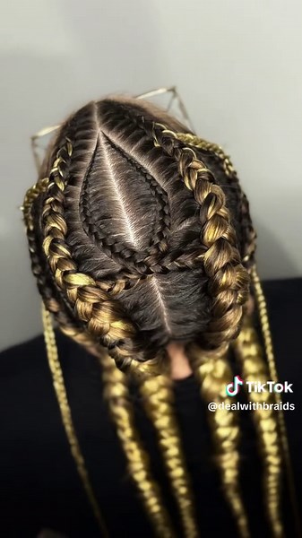 Împletire 4 cornrows cu 2 codițe