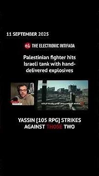 Palestinian fighter hits Israeli tank with hand- delivered explosives
