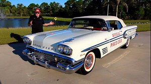 Jerry Frye talks about the collections 1958 Pontiac Bonneville. This AACA Diamond Jubilee winner is an excellent example of a Tri-Power convertible. In addition, it was the 1958 Indianapolis 500 Pace Car. Check out the video below for a tour of the car inside and out, including where to find the hidden fuel door. | American Muscle Car Museum