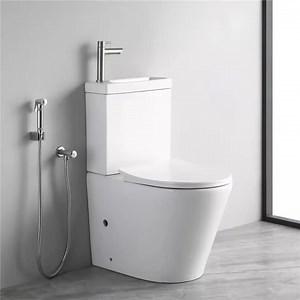 [Hot Item] 2 in 1 Water Saving Commode Ceramic Toilet Bowl and Hand Wash Basin Combination Combo Wc Toilet Set with Built in Sink