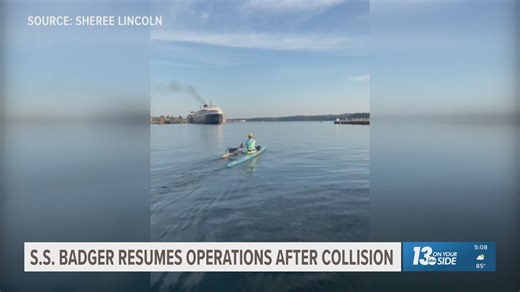 SS Badger's stern sea gate damaged in dock incident with SS Spartan