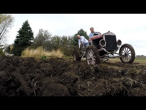 Model T Ford Home-Made Tractor. Plowing 2015 With GoPro