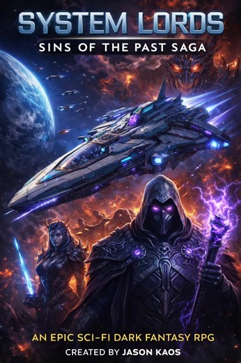 SYSTEM LORDS RPG: SINS OF THE PAST SAGA Created by JasonKaos The galaxy remembers its crimes. And now… it’s time to pay for them. Welcome to System Lords RPG: Sins of the Past Saga — an epic sci-fi dark fantasy role-playing experience set in a shattered galaxy still bleeding from ancient wars, broken empires, and forbidden truths buried in the stars. The Kaos Wars are over… but their echoes remain. Empires rot from within. Void cults whisper in the dark. Ancient machines awaken. Forgotten gods s