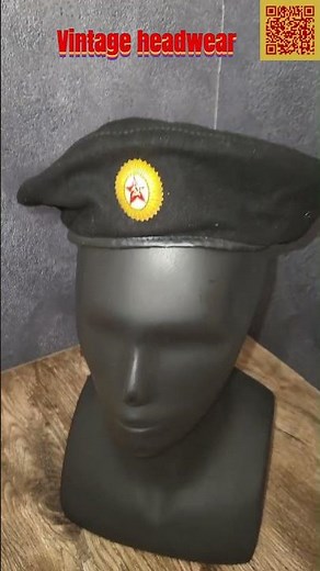 USSR Black Beret Vintage Soviet Naval Style Wool Hat Collectible Headwear