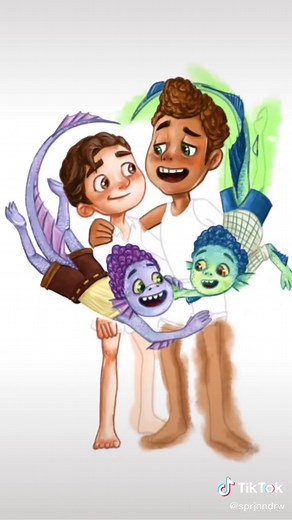 drawn luca and alberto from disney pixar's luca. sketched manually, rendered digitally #fyp #luca #foryoupage #foryou #tiktokart #art #xyzbca #lgbtqi