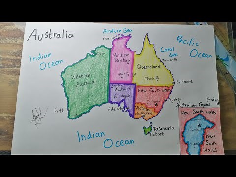 Drawing Australia map with states 🇦🇺 ‪@SaadAliArts‬