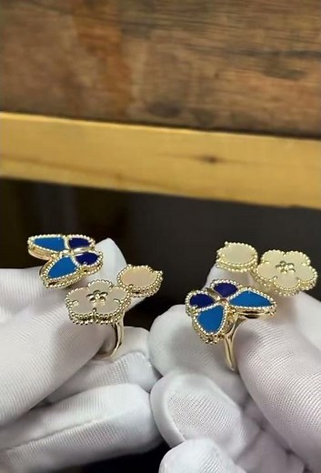 Custom Made Van Cleef Arpels Iucky Spring Butterfly Earrings 18K Solid Gold For Women