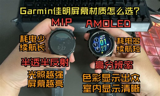 Garmin佳明MIP和AMOLED室内外对比