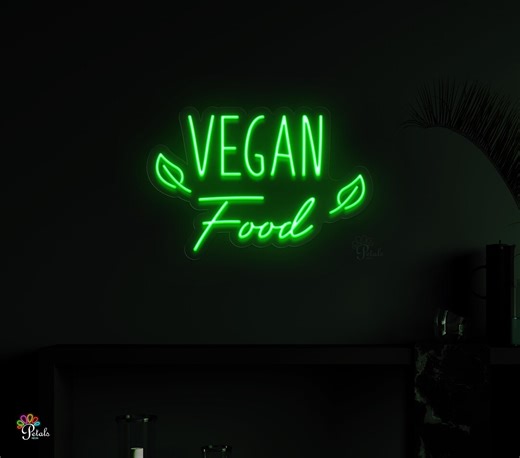 Vegan Food Neon Sign, Vegan Food LED Light, Restaurant Wall Art, Leaf Wall Decor, Juice Bar & Cafe Neon Light, Custom LED Sign, Kitchen Art - Etsy