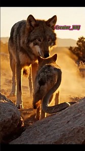 Instinct vs Instinct — Wolf Pup Confronts Desert Snake #animals #wildlifeentertainment