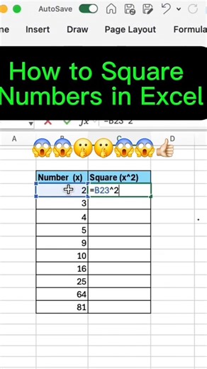 how to use square formula in excel sheet #excel #computer #shorts #funk