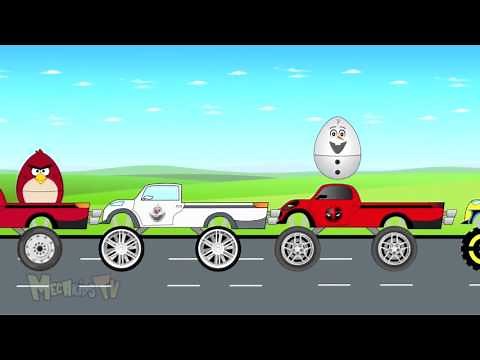 Police Truck Vs Deadpool Truck - Monster Trucks For Children - Video For Kids