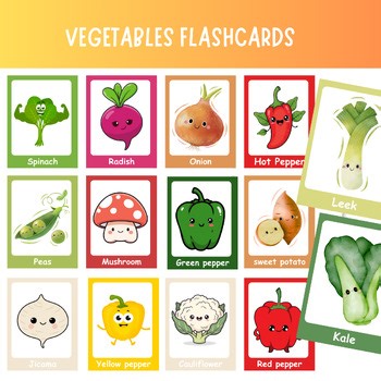 Vegetable Flash Cards Educational Food Cards Printable for Home & Classroom