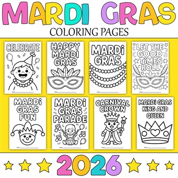 Mardi Gras Coloring Sheets | Coloring Activities for Preschool–2nd Grade