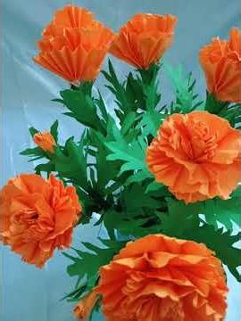 craft: Marie gold flower making from colour paper