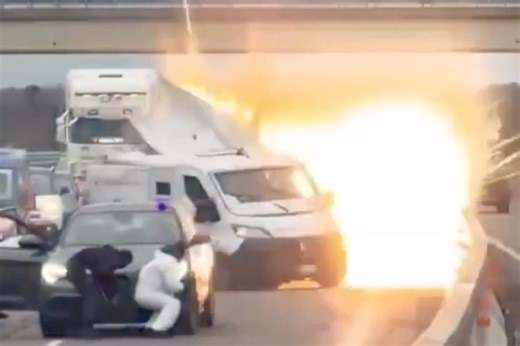 Armoured van blown up on motorway in dramatic 'Italian Job' heist