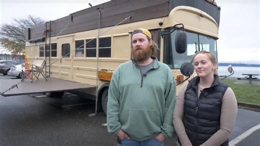 Couple ditches standard home and hotels for school bus with two decks: 'When I walk inside of it, it feels like home'