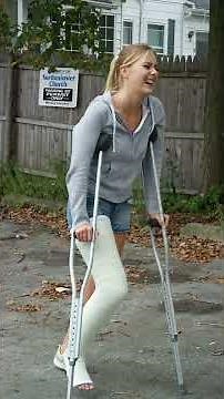 Vika. First time on crutches! LLC 2014