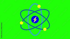 2D Motion Graphic Animation: Atom Icon on a Green Background in 4K Video, design elements, graphic design, visual effects, digital art, video content, graphic elements, science concepts Stock Video