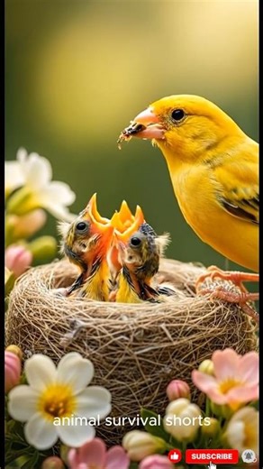 Mother Canary Feeding Her Babies — Beautiful Moment of Pure Love #shorts
