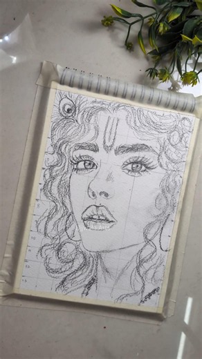 How to Draw Lord Krishna Easily (Grid Method) 🎨! #lordkrishna #drawing #gridmethod #shorts