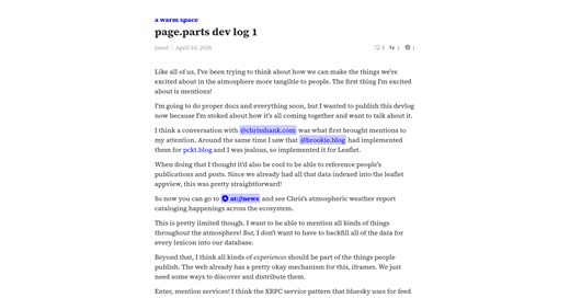 page.parts dev log 1 - a warm space