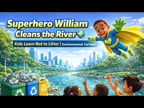 Superhero William Cleans the River 🌍 | Kids Learn Not to Litter | Environmental Cartoon