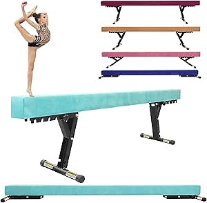 Adjustable Balance Beam 8ft Green, High and Lower Floor Beam Gymnastics Equipment for Kids Children, Gymnastics Beam with Legs for Home, Professional Training, Gymnastic Club Use