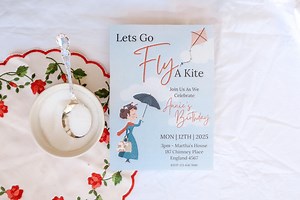 Mary Poppins Birthday Party Invite, Kids Vintage Party Invitation, Let's Go Fly a Kite Picnic Digital Download - Etsy