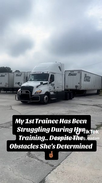 UPDATE: TRAINING HAS BEEN GOING GOOD FOR ME… WHILE TEACHING I AM LEARNING PATIENCE 🤞🏾 MY FIRST TRAINEE SUCCESSFULLY COMPLETED HER FIRST DROP & HOOK LOAD THEN PRETRIPPED/COUPLED HER EMPTY TRAILER !!!!! HOPE THIS MOTIVATES ANYBODY THINKING THEY CANT DO SOMETHING… IT MAYBE HARD AT FIRST BUT WITH PRACTICE COMES PERFECTION 🤍🤍🤍 (I HAVE MET A PERFECT DRIVER YET) FYI ❗️ #viral #trending #foryou #cdllife #femaletrucker #truckher #dispatchingmadam #trainerlife #trainertips #trainer #otrtrucker #otr #