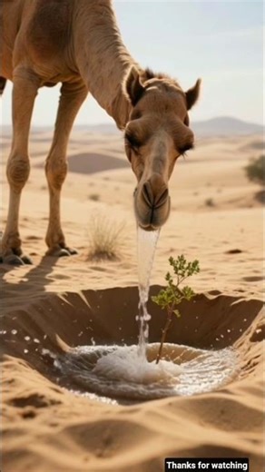 the camel watered a watermelon with.😭 # ai #camel# watermelon #shorts#popular